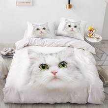 3D Bedding Sets White Duvet Quilt Cover Set Comforter Bed Linen Pillowcase King Queen 200*220cm Size Dogs Pet Dog Cat Design 2024 - buy cheap
