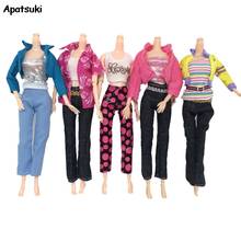 5sets/lot Mix Style Tops Coat Long Trousers Pants Sets Clothes for Barbie Dolls Outfits Clothes for Barbie Dollhouse Accessories 2024 - buy cheap