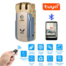 Tuya Wireless Bluetooth-compatible APP Remote Control Electric door Lock Invisible Keyless Entry Door Lock with 4 Remote Control 2024 - buy cheap