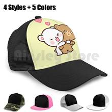 Cute Hug ( Yellow ) Baseball Cap Unisex Mesh Casual Print Adjustable Cute Cute Vibes Milk Mocha Bears White Brown Couple Love 2024 - buy cheap