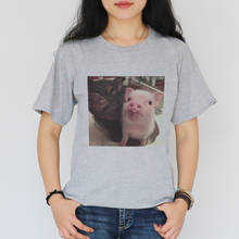Camiseta Harajuku Kawaii para Mujer, Blusa de manga corta con estampado de cerdo fragante, Ropa informal gris, novedad de 2021 2024 - compra barato