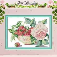 Strawberry Flower Pot Patterns Counted Cross Stitch 11CT 14CT Cross Stitch Sets Chinese Cross-stitch Kits Embroidery Needlework 2024 - buy cheap