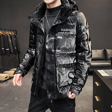 Hooded Goose Down Jacket Men's Glossy Fashion Brand 2020 New Trend Handsome Men Winter Coat 2024 - buy cheap