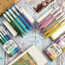 12pcs Color Gel Ink Pen Set Ballpoint 0.5mm Transparent Body Colorful  Marker Liner Highlighter Drawing A6127