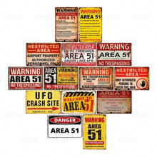 Warning Text Iron Sign Home Decoration Ufo Activity Area Retro Rust Feeling Metal Sign Iron Poster Room Decor Tin Plate Plaque 2024 - buy cheap