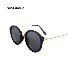 Óculos de sol feminino espelhado, preto, marca de designer, vintage, redondo, vintage, para mulheres 2024 - compre barato