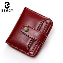 Zency Split Leather Fashion Women Wallets Zipper Hasp Lady Short Purse Pretty Coin pocket Card Holders Yellow Blue 2024 - buy cheap