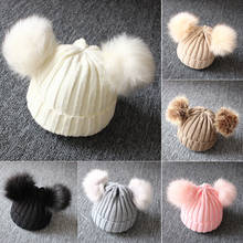 Newborn Baby Boys Girls Hat Kids Winter Warm Knit Hat Pompom Balls Warm Solid Cute Lovely Beanie Cap Gifts 2024 - buy cheap