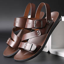 Genuine Leather Sandals for Men Summer Sandals Casual Shoes Men Sendel New Fashion Mens Beach Sandals Sandale Homme Cuir 2024 - buy cheap