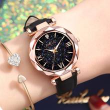 Женские кварцевые наручные часы со стразами, с кожаным ремешком 2024 - купить недорого