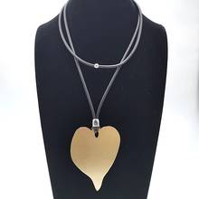 YD & YDBZ-collar con colgante de Metal y Corazón dorado para mujer, collares de cuerda de cuero negro actual, cadena de suéter, Gargantilla, joyería para mujer 2024 - compra barato