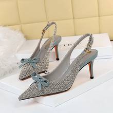 BIGTREE Sweet 7cm Thin High Heels Ladies Four Seasons Shallow Pointed Toe Bow Party Female Pumps Fashiom Office Women Shoes 2024 - buy cheap