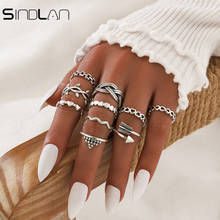 Sindlan-anillo con forma de corazón para mujer, geométrica Vintage sortija con forma de hoja, Color plata, Punk, 10 unidades 2024 - compra barato