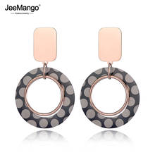 JeeMango Trendy Double Layer Stainless Steel Geometry Earrings For Women Girls Rose Gold Ear Jewelry For Christmas Gift JE19067 2024 - buy cheap