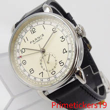 leisure 42mm beige dial GMT date indicator automatic men watch stainless steel case black leather strap 2024 - buy cheap