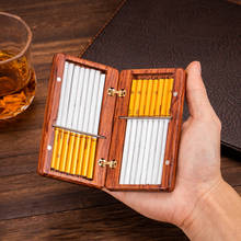 Purple Sandalwood Cigarette Case 10/16/20 Sticks Handmade Solid Wood Portable Redwood Smoking Tools Storage Box Men Gifts 2024 - buy cheap