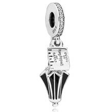 Genuine 925 Sterling Silver Charm Black Enamel Mary Poppins Umbrella Pendant Beads Fit Pandora Bracelet & Necklace Diy Jewelry 2024 - buy cheap