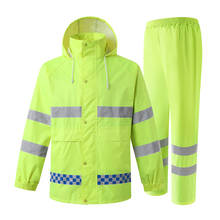 Conjunto de capa de chuva reflexiva jaqueta de segurança reflexiva capa de chuva para homens da motocicleta dos homens terno jaqueta e calças frete grátis 2024 - compre barato