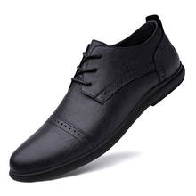 Men's Genuine Leather Shoes Lace-Up Breathable Soft Bottom Non-Slip Casual Shoes Luxury Brand Business Office Oxford Shoes 2024 - buy cheap