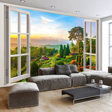 Personalizado foto papel de parede 3d estereoscópico ao ar livre paisagem janela murais sala estar sofá fundo da decoração 2024 - compre barato