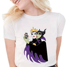 Funny Villain Selfie Tshirt maleficent Witch Queen T shirts Fashion Women Soft Cotton Short Sleeve Casual White Tops T shirts 2024 - buy cheap