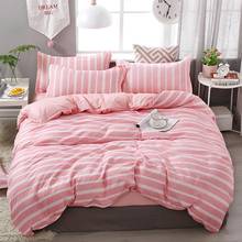58 simple pink stripes bedding sets linens Twin/Single/Double/Queen/King Size duvet cover+bedsheet+pillowcases girls bedclothes 2024 - buy cheap