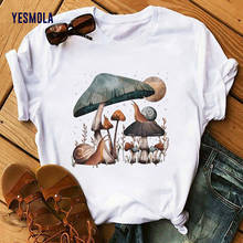 YESMOLA-Camiseta con estampado de setas Kawaii para mujer, remera de gran tamaño, camisetas de dibujos animados para mujer, ropa de calle para mujer 2024 - compra barato
