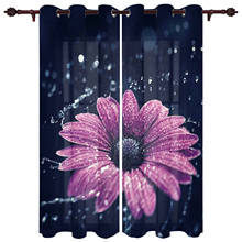 Purple Flowers Rain Splash Valance Window Curtains For Living Room Bedroom Kitchen Home Luxury Youth Room Treatment Curtains 2024 - buy cheap