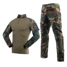 Conjunto de roupa de caça camuflada, floresta, uniforme militar tático de sapo, conjunto de roupa de combate, airsoft, camisa sniper + calça 2024 - compre barato