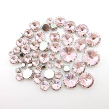 Pink glass crystal strass mix Rivoli round shape 7 sizes silver claw flatback sew on rhinestones clothes bags diy decoration 2024 - buy cheap