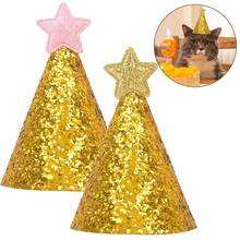 2pcs Pet Birthday Hats Cute Star Decor Glitter Sequin Dog Birthday Hat Dog Cone Hat Pet Supplies Hair Accessories For Party 2024 - buy cheap