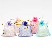 Bolsa de regalo con diseño de estrella y Luna para joyería, embalaje de Organza con cordón, almacenamiento de viaje para boda, exhibición, 50 Uds. 2024 - compra barato