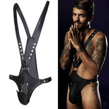 Erotic Underwear BDSM Fetish Costume Men Gay Sexual Body Harness PU Leather Belt Rave Festival Gay Clothing For Sex Cock Cage 2024 - buy cheap