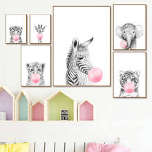 Animais decoração folhas imagem da parede cartaz da arte das crianças telas sala quadros para o berçário quadros decorativos cartazes de parede 2024 - compre barato