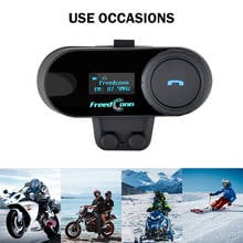 FreedConn TCOM-SC переговорное bluetooth-устройство для мотоциклетного шлема с ЖК-дисплей Экран FM рация с гарнитура Intercommunicador в байкерском стиле для 2 всадников 2022 - купить недорого