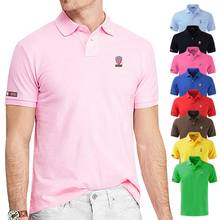 Polo camisa masculina de manga curta, nova linha verão 100% algodão bordada casual para negócios, camiseta polo masculina 2024 - compre barato