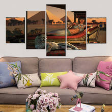 Картины на холсте HD печать 5 штук леопард и ретро Древняя египетская женщина настенный плакат картины Домашний декор 2024 - купить недорого