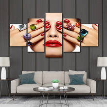 Lienzo HD impreso imágenes de piedras preciosas arte de pared salón de uñas pinturas decoración del hogar Modular 5 paneles carteles para marco de sala de estar 2024 - compra barato