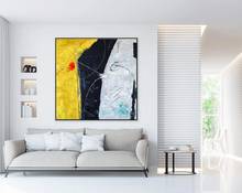 Pintura abstrata original grande acrílico arte da parede lona amarelo expressionismo pintura moderna arte da parede sobre tela conexão 2024 - compre barato