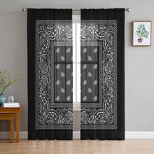Bandana Black Voile Curtains for Living Room Window Treatment Sheer Curtains for Bedroom Kitchen Drapes 2024 - buy cheap