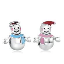 5PCS Winter Silver Color Metal Charms Enamel Miss & Mr Snowman Beads For Jewelry Making Fit Women  Bracelets Christmas Gifts 2024 - buy cheap