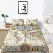 King Size Bedding Set World Map Classic Fashionable Duvet Cover Vintage Queen Twin Full Single Double Unique Design Bed Set 2024 - buy cheap