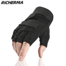 Richerma Motorcycle Gloves Fingerless Hand Protective Motorbike Gloves Black Men's Cycling Gloves Female Sports Gym Fishing 2024 - buy cheap