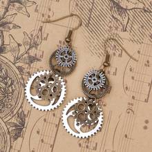 Vintage Mechanical Gear Drop Earrings Two Tone Double Layer Hallow Out Dangle Earrings for Women Steampunk Gothic Party Jewelry 2024 - buy cheap