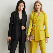 Conjunto feminino de calças, conjunto para escritório, roupa formal feminina, 2 peças, blazer, jaqueta, elegante 2024 - compre barato