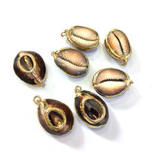 2 unidades de colgantes de concha Natural, dijes de concha exquisita, caracol de mar, borde chapado en oro para la fabricación de joyas, collar, pulsera, regalo 2024 - compra barato