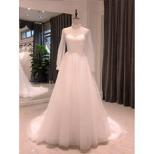 SL-8147 elegant boho wedding dress 2021 long sleeve beads civil Simple high neck Bride dress for women corset wedding gowns 2024 - buy cheap