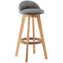 Solid wood bar stool European bar chair retro rotating high stool creative modern minimalist back bar stool 2024 - buy cheap