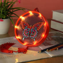 5d diy borboleta mandala forma especial led pintura diamante pingente luz noturna lâmpada ponto cruz bordado presente de natal jh 2024 - compre barato