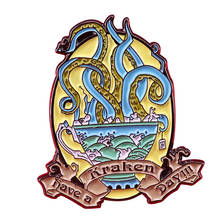 Broche de esmalte mítico kraken, broche de polvo dos desenhos animados, crachás do deus mau antigo 2024 - compre barato